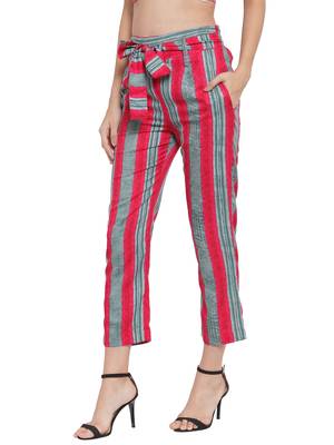Magenta plain Rayon trousers 2