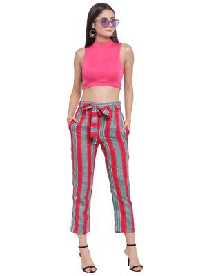 Magenta plain Rayon trousers 3