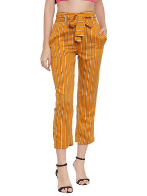 Yellow plain Rayon trousers 1