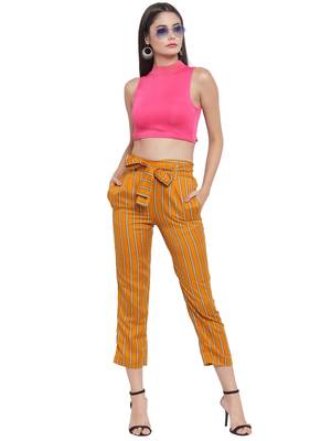 Yellow plain Rayon trousers 3