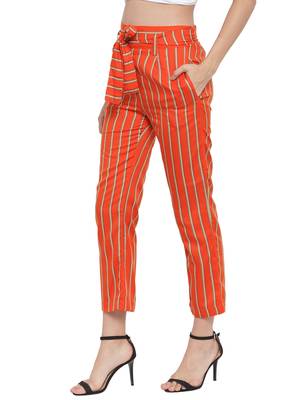 brown plain Rayon trousers 2