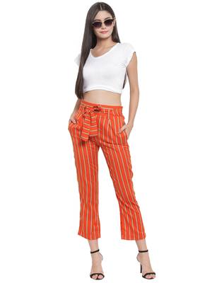 brown plain Rayon trousers 3
