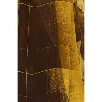 Yellow printed chiffon saree with blouse 3