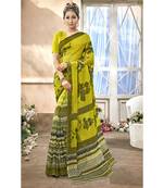 Lime printed chiffon saree with blouse