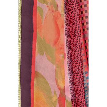 Pink printed chiffon saree with blouse 3