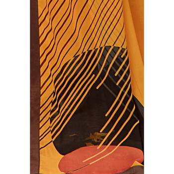 Orange printed georgette saree with blouse 3