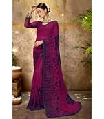 Pink printed georgette saree with blouse