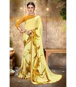 Cream printed georgette saree with blouse