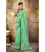 Sea green printed georgette saree with blouse