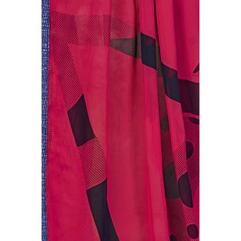 Pink printed georgette saree with blouse 3