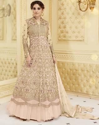 Light-pink embroidered net salwar 1