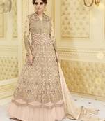 Light-pink embroidered net salwar