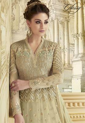 Light-green embroidered net salwar 2