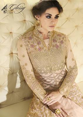 Light-pink embroidered net salwar 2