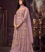 Pink embroidered net salwar