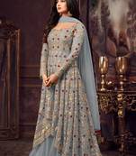 Grey embroidered net salwar