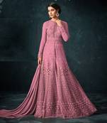 Pink embroidered net salwar