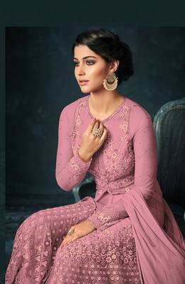 Pink embroidered net salwar 2