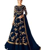 Blue embroidered net salwar