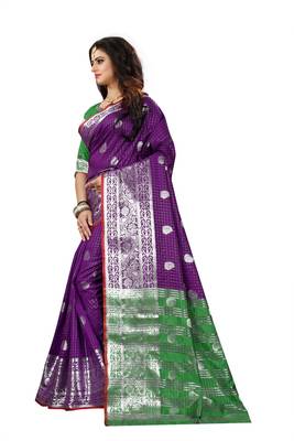 Purple woven art silk saree with blouse 2