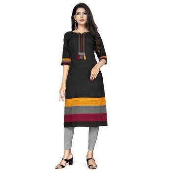 Black plain cotton kurtas-and-kurtis 1