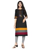 Black plain cotton kurtas-and-kurtis