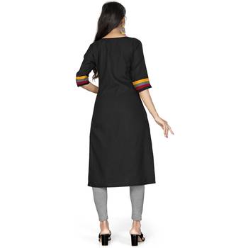 Black plain cotton kurtas-and-kurtis 2