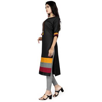 Black plain cotton kurtas-and-kurtis 4