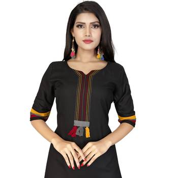 Black plain cotton kurtas-and-kurtis 5