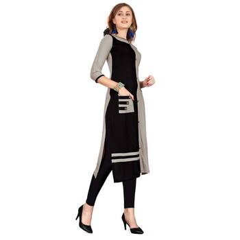 Black plain cotton kurtas-and-kurtis 4