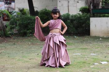 purple  hand work satin silk stitched lehanga choli  1