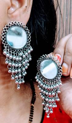 Oxidized Indian Bollywood Silver Earring 1