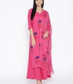 Magenta Handblock Print Palazzo Suit Set