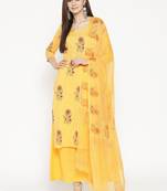 Yellow Handblock Print Palazzo Suit Set