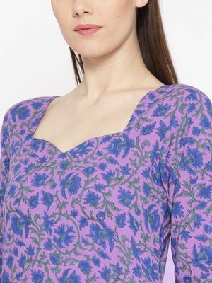 Purple Handblock Print Palazzo Suit Set 2