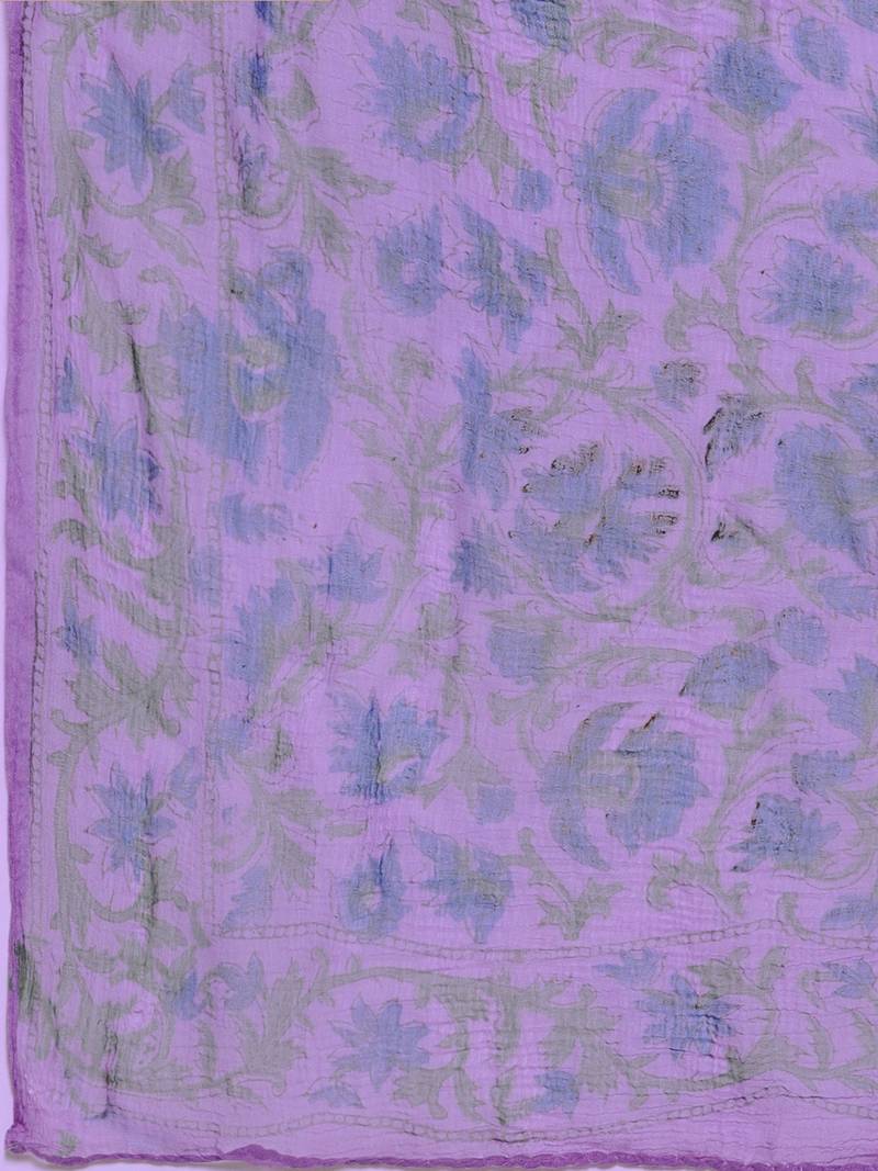 Purple Handblock Print Palazzo Suit Set