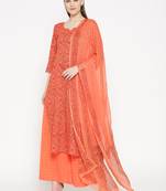 Orange Handblock Print Palazzo Suit Set