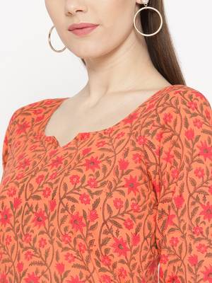 Orange Handblock Print Palazzo Suit Set 2