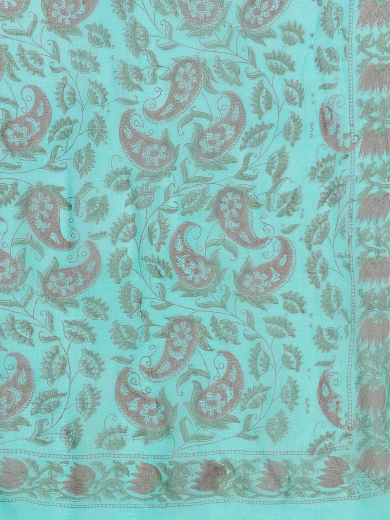 Turquoise Handblock Print Palazzo Suit Set