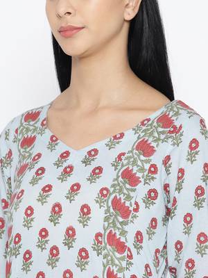 Floral Handblock Print Palazzo Suit Set 2
