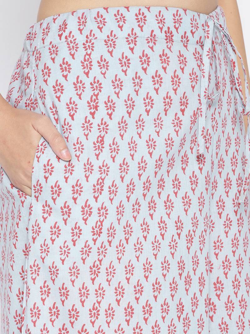 Floral Handblock Print Palazzo Suit Set