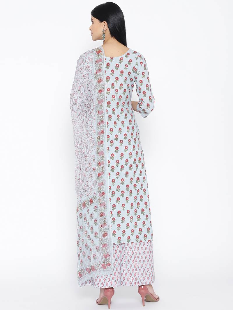 Floral Handblock Print Palazzo Suit Set