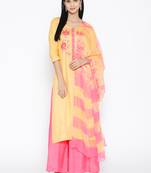 Yellow Gaji Silk Handwork Suit