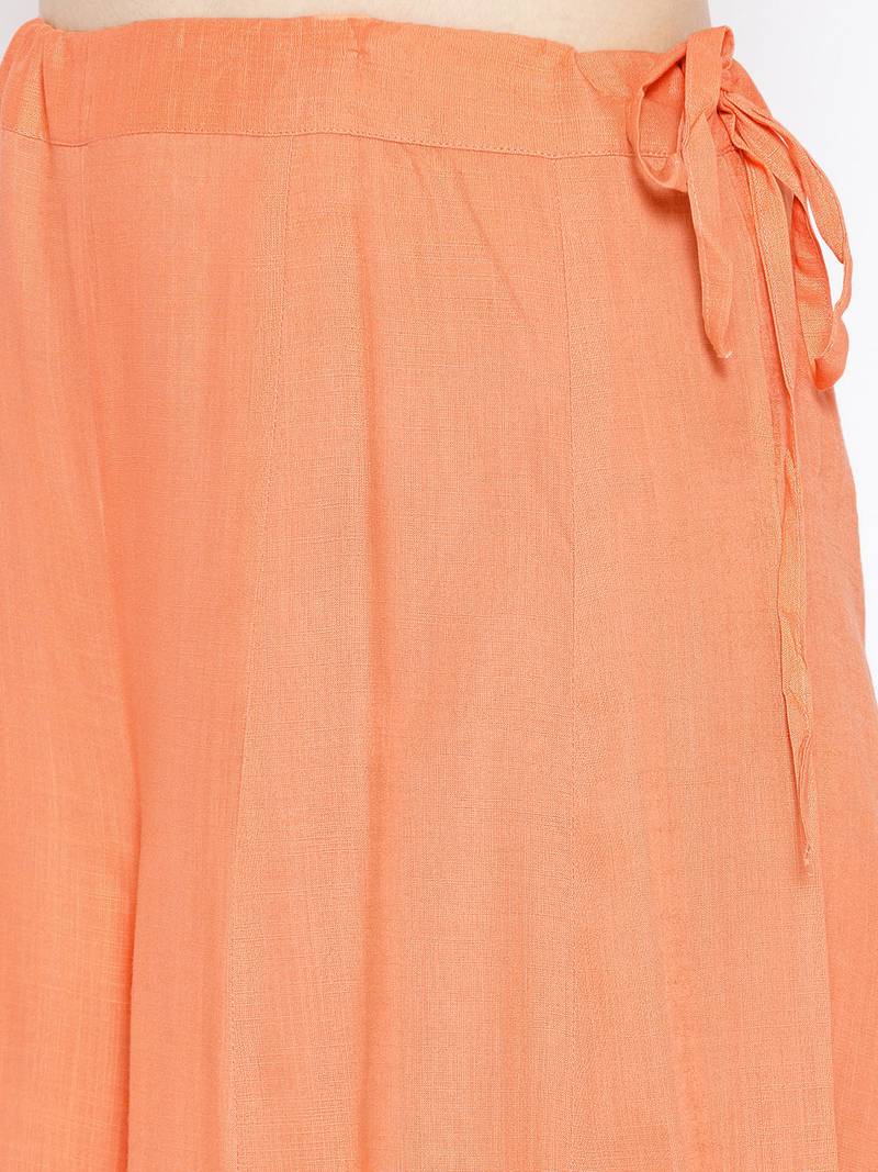 Peach Gota Work Palazzo Suit Set