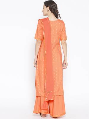 Peach Gota Work Palazzo Suit Set 6