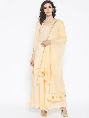 Cream Gota Work sharara Suit Set 1