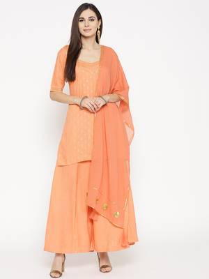 Peach Gota Work sharara Suit Set 1