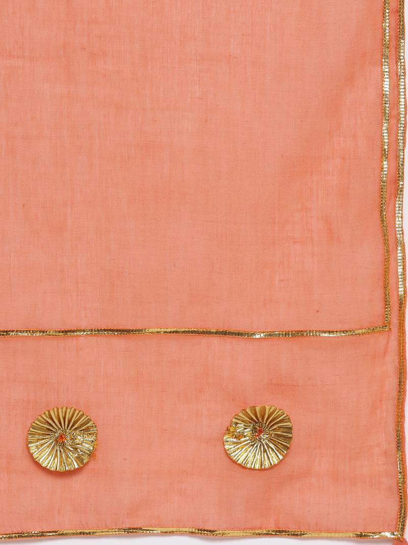 Peach Gota Work sharara Suit Set