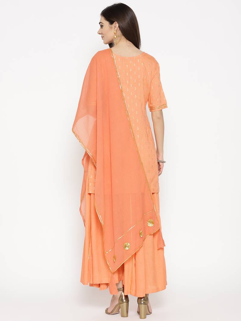 Peach Gota Work sharara Suit Set