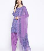 Purple Handblock Print Patiala Suit Set